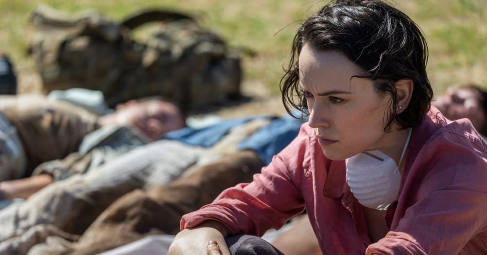 We Bury the Dead images feature Daisy Ridley, corpses, and an axe