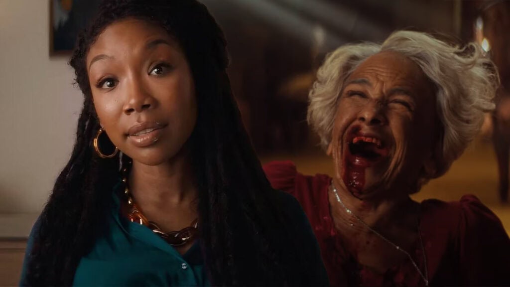 Brandy Norwood and Kathryn Hunter in The Front Room (2024).