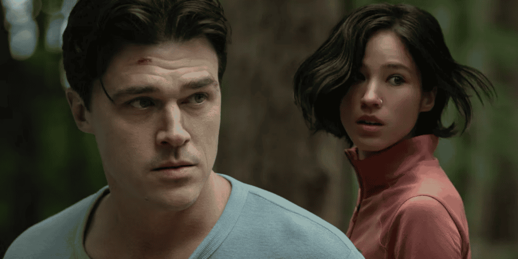 Finn Wittrock and Kelsey Asbille in Don't Move (2024).