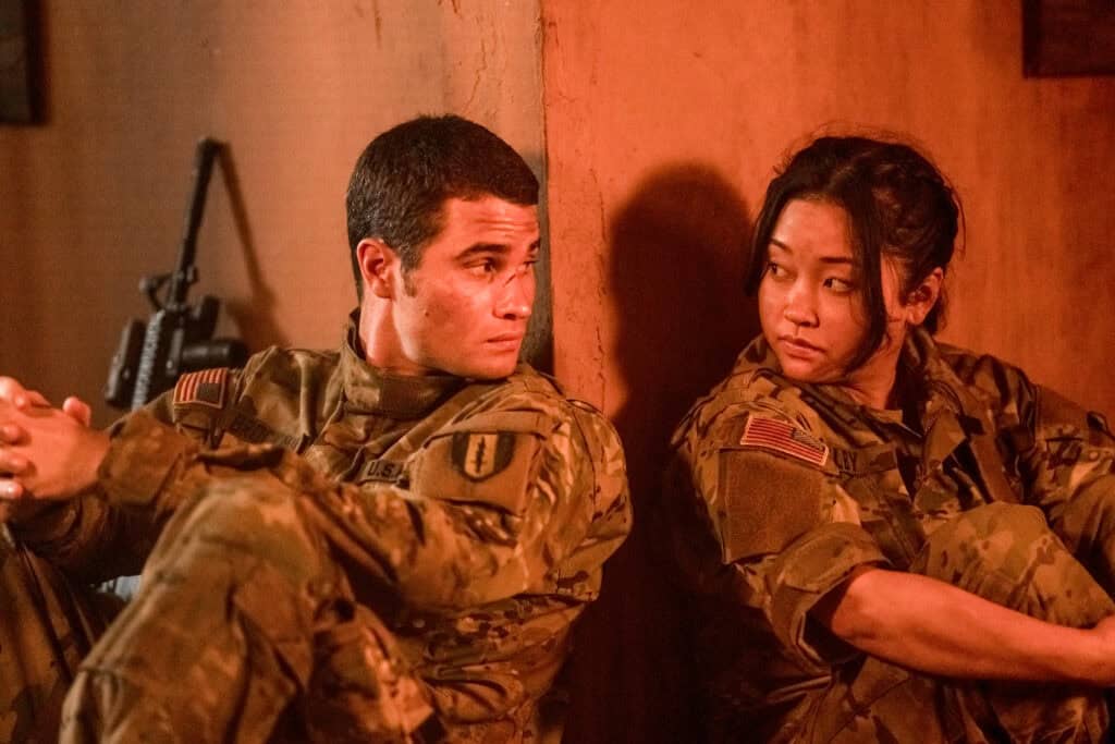 Chase Stokes and Lana Condor in Valiant One (2025).